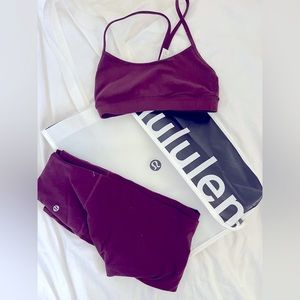 Lululemon Set! ♥️ Red Merlot Bra Top, High-Rise Align 28” Pants, and bag!! 🥰